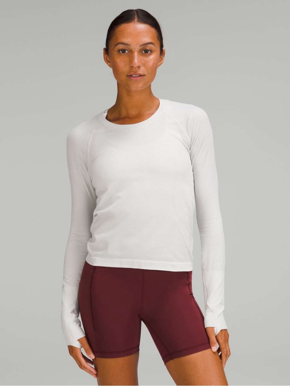 Lululemon Swiftly Tech Long Sleeve Shirt 2.0 tee Tempo Stripe White Chrome